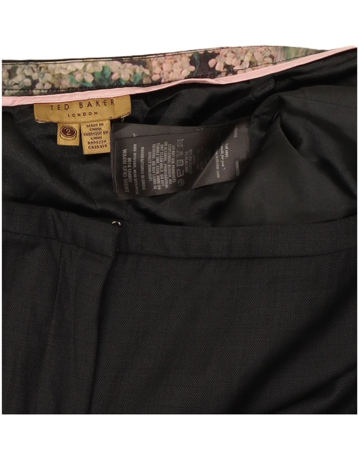 Ted Baker Pantaloni subțiri pentru femei Mărimea 2 Mici L30 L28 Lână neagră