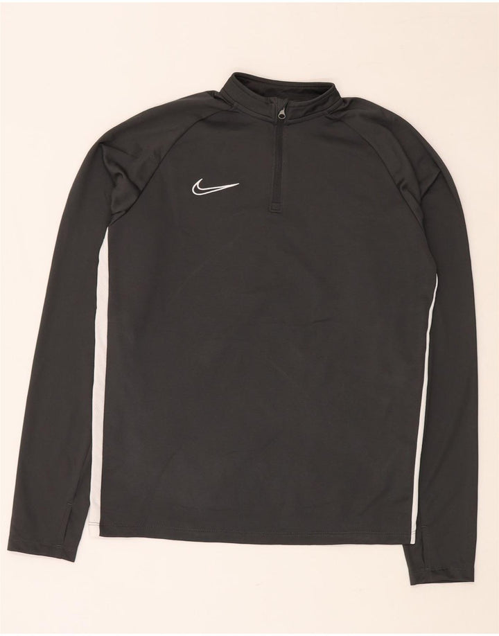 Top de trening NIKE Dri Fit, cu fermoar și gât, pentru băieți, 13-14 ani, XL, gri