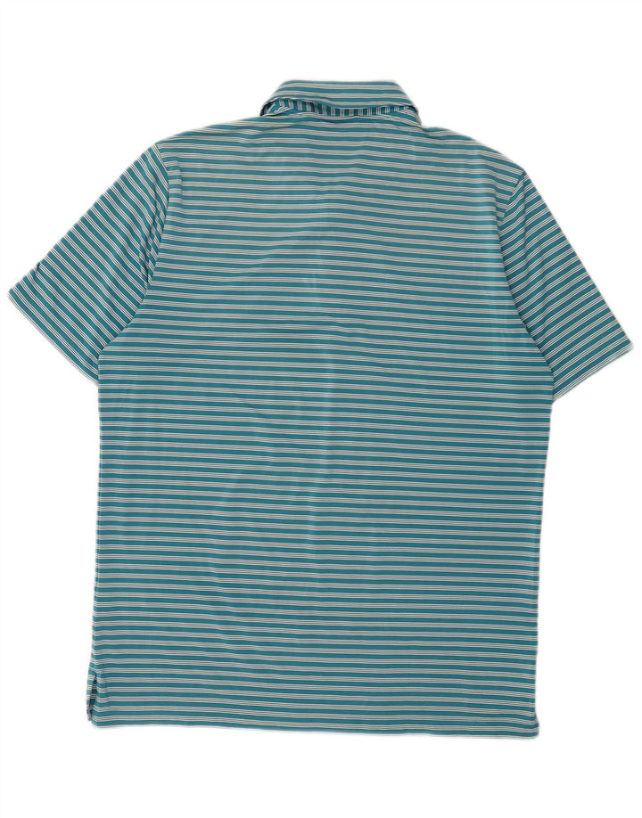 Tricou polo Adidas pentru bărbați, poliester cu dungi mari, albastre
