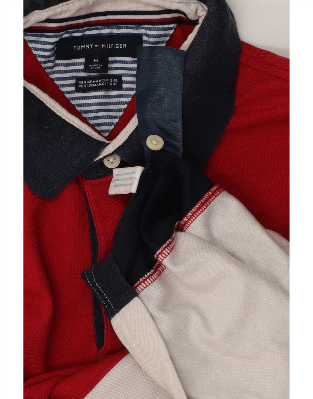 Cămașă polo Tommy Hilfiger pentru bărbați, bumbac color bloc roșu mediu