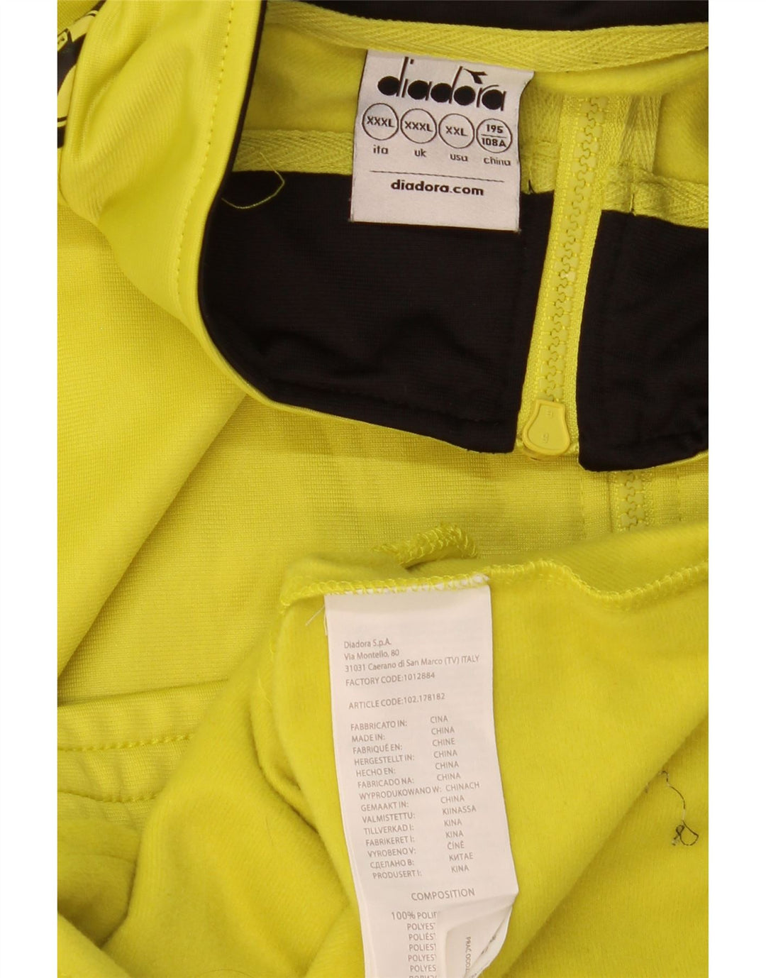 Jachetă de trening cu grafică pentru bărbați DIADORA, 3XL, din poliester color bloc, galben