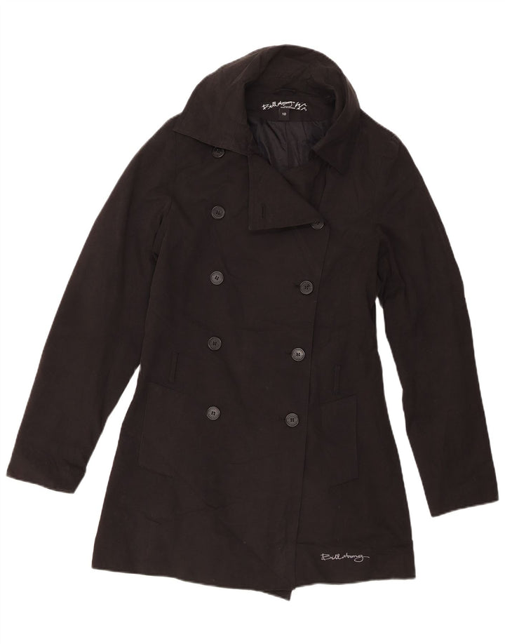 Palton dublu pentru femei Billabong UK 10, bumbac negru mic