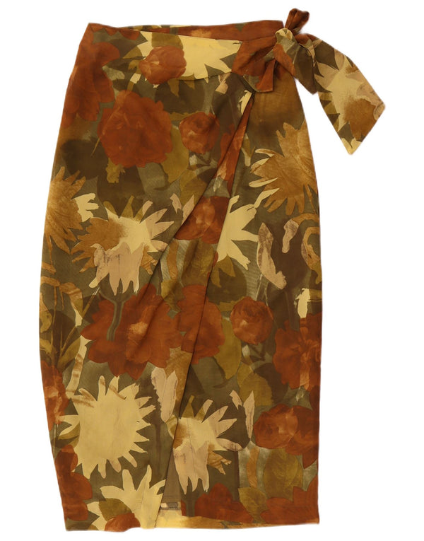 Fusta Wrap Vintage pentru femei IT 44 Medium W28 Maro Poliester Floral