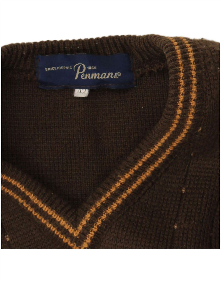 Vestă Vintage Femei Tank Top IT 42 Maro Mediu Cu dungi