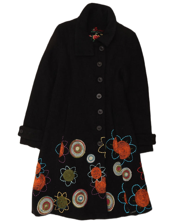 Pardesiu grafic pentru femei Desigual UK 10 mic, negru, floral