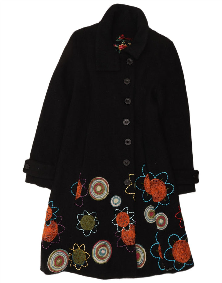 Pardesiu grafic pentru femei Desigual UK 10 mic, negru, floral