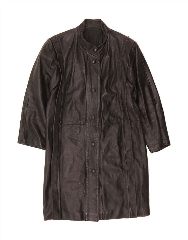 VINTAGE Womens Leather Coat UK 10 Small Black Vintage Vintage and Second-Hand Vintage from Messina Hembry 