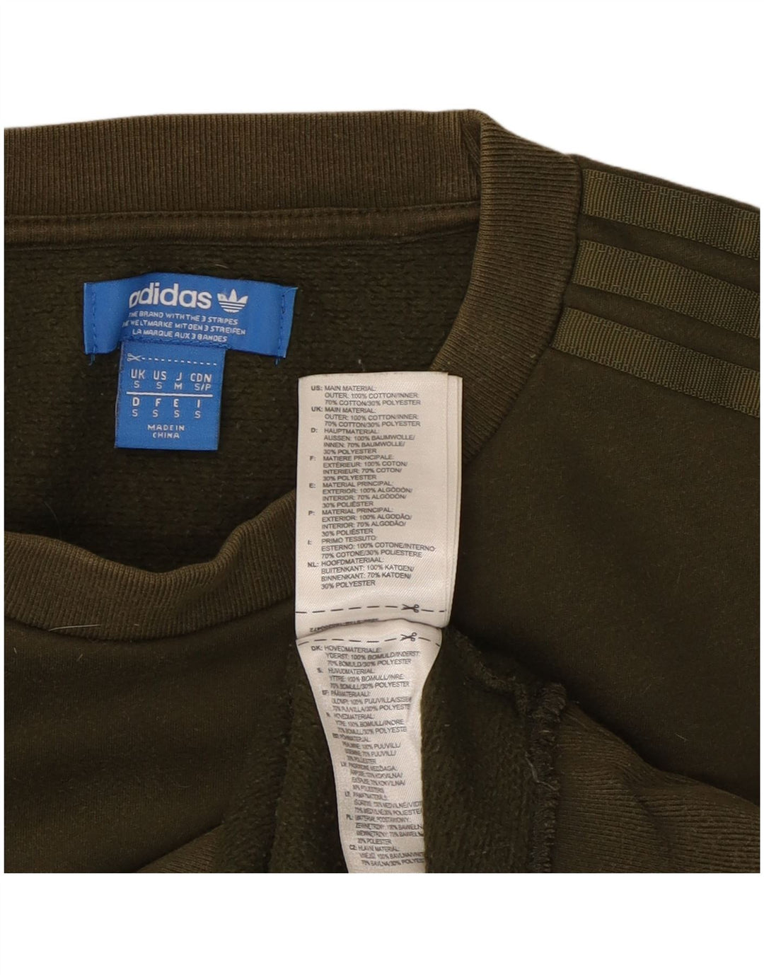 Hanorac pentru bărbați Adidas Jumper Mic Kaki Bumbac