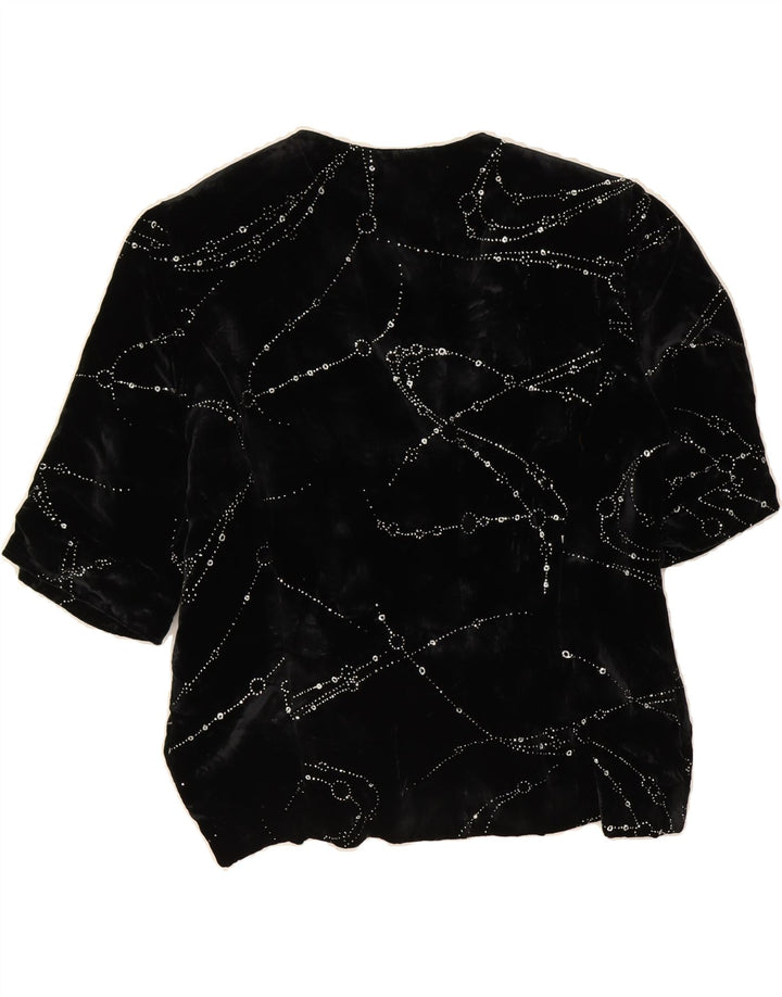 VINTAGE Womens 4 Button Blazer Jacket UK 14 Medium Black Retro Vintage Vintage and Second-Hand Vintage from Messina Hembry 