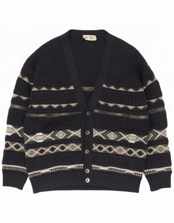Falcaro Pulover Cardigan pentru bărbați IT 54 XL Bleumarin Geometric Lână Merinos