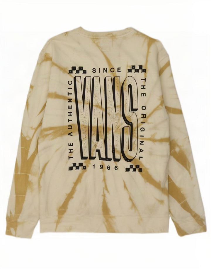 Hanorac grafic pentru bărbați Vans Pulover mare din bumbac Tie Dye alb