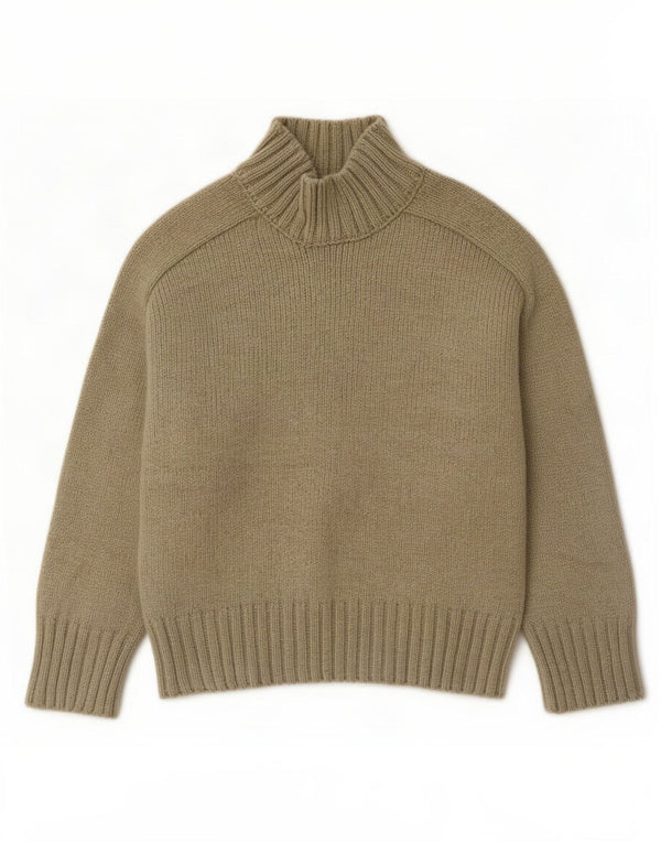 Zara Womens Turtle Neck Jumper Sweater UK 16 Large Khaki Polyester