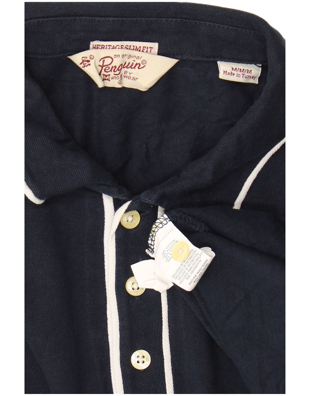 PENGUIN Tricou polo slim cu mânecă lungă pentru bărbați Heritage, mediu bleumarin