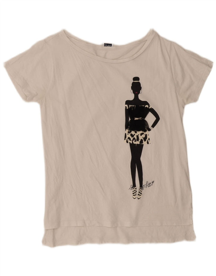 Tricou grafic Liu Jo pentru femei Top UK 14 Medium White Bumbac