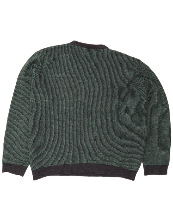 Pulover pentru bărbați Marks & Spencer, cu gât crew, 2XL, verde acrilic