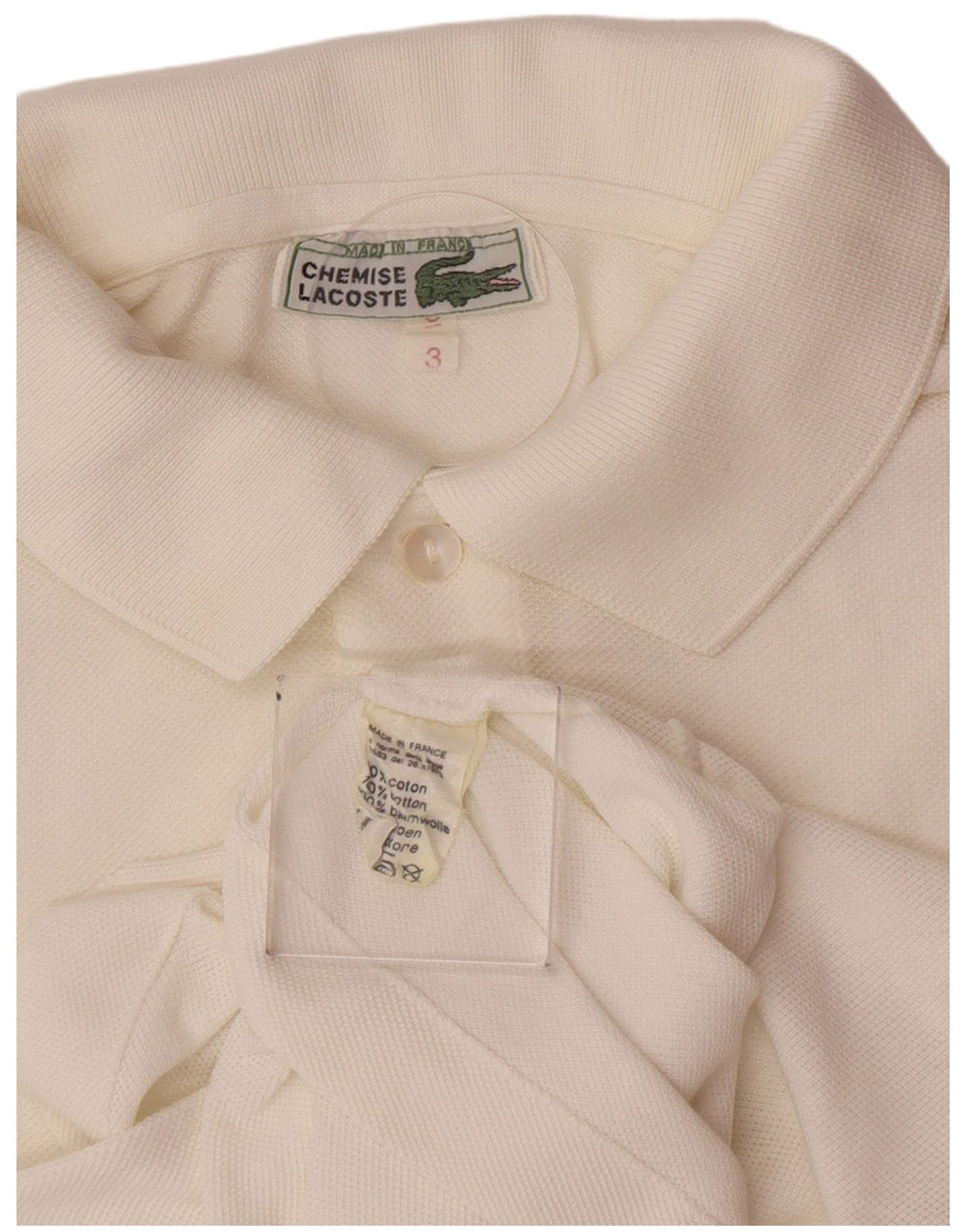 Tricou polo Lacoste pentru bărbați, mărimea 3, bumbac alb mic