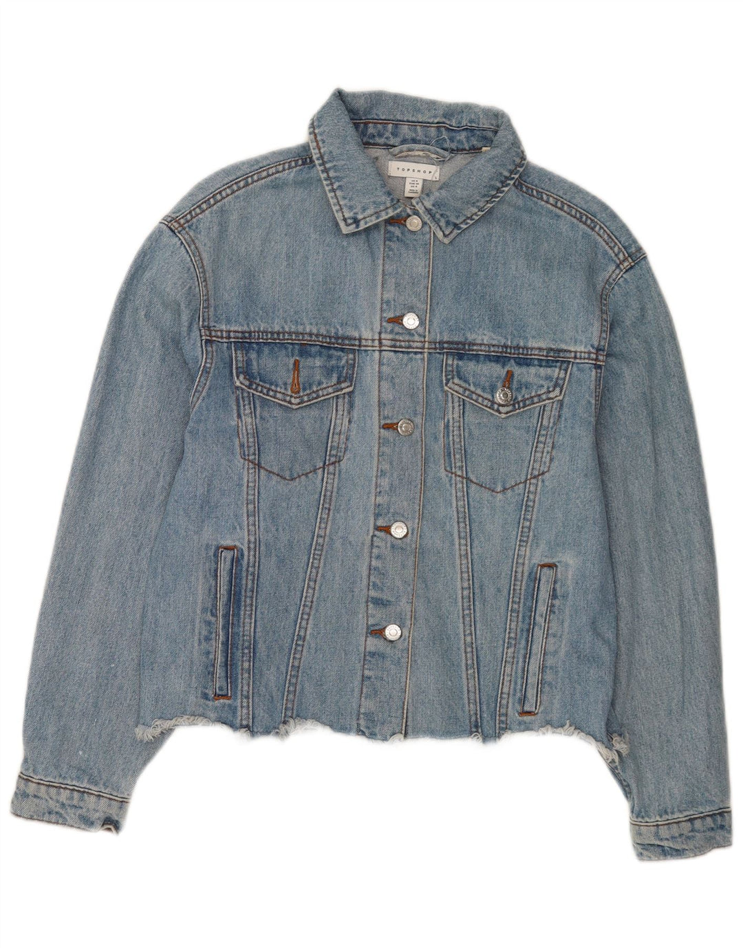 Topshop Jachetă de blugi supradimensionată pentru femei UK 8 Small Blue Bumbac