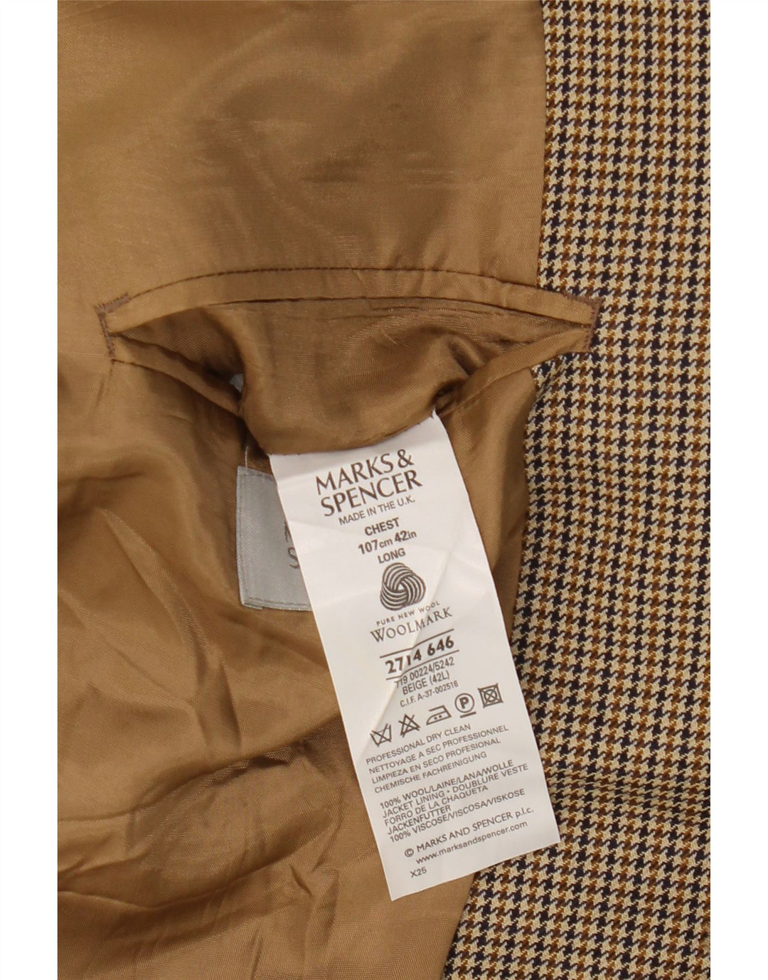 Jachetă pentru bărbați Marks & Spencer, cu paragate, UK 42, mare, bej, picior de gală
