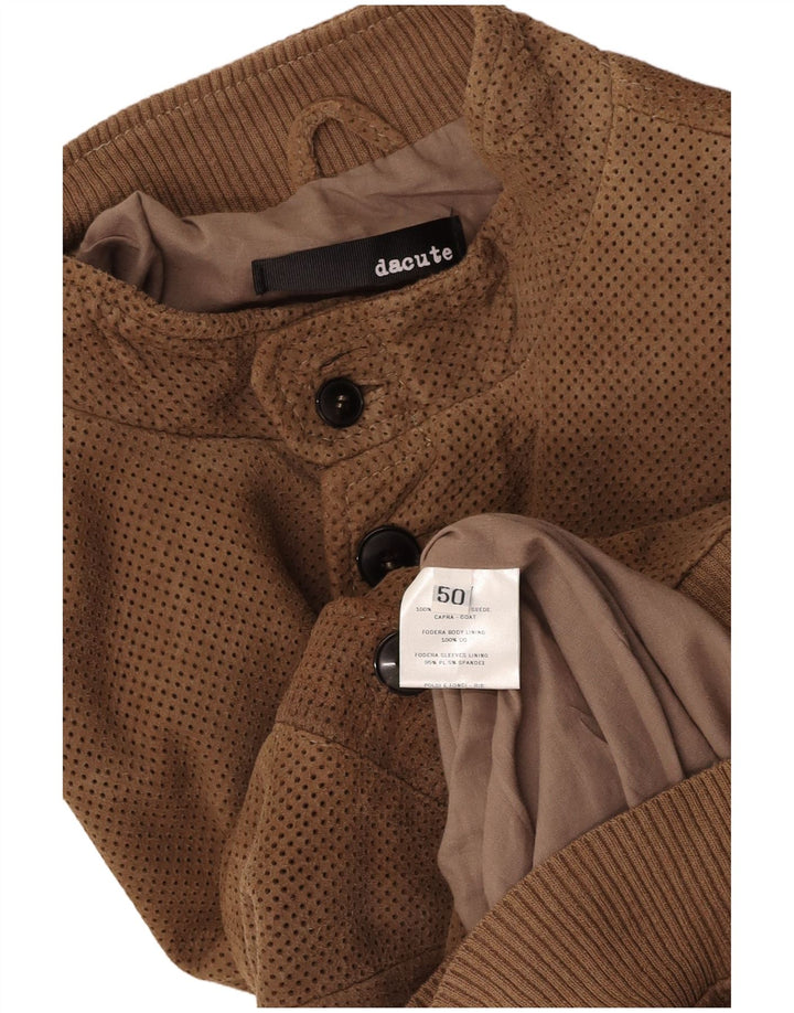 DACUTE Mens Suede Bomber Jacket IT 50 Large Brown Suede