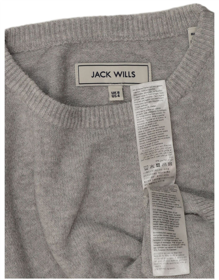 JACK WILLS Pulover supradimensionat pentru femei cu gâtul turnat UK 8 Small Gri