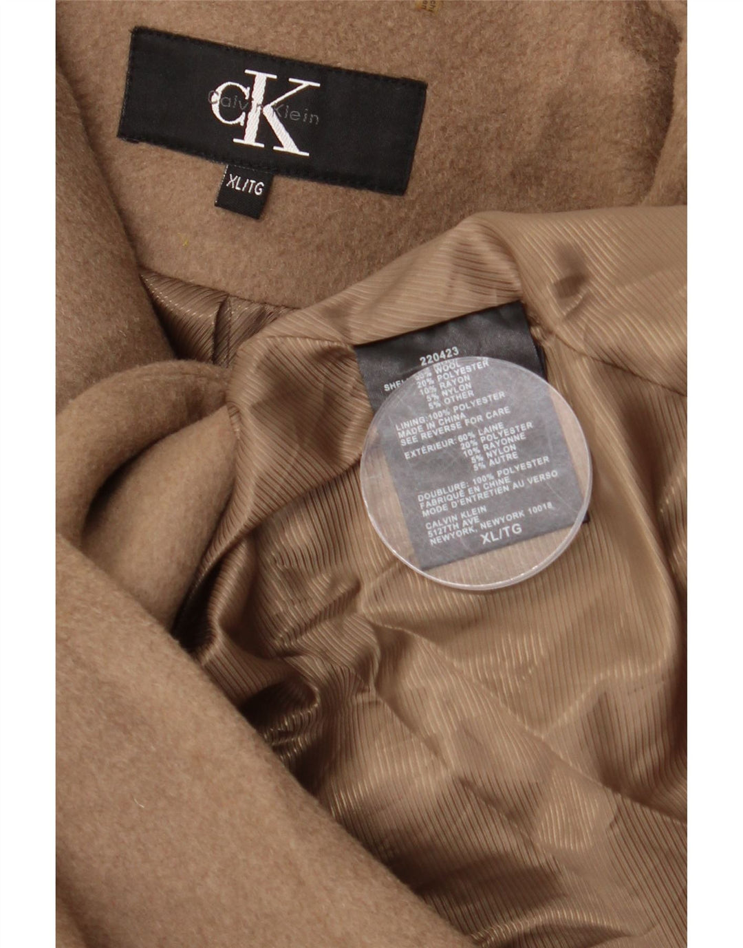 Palton supradimensionat pentru femei Calvin Klein UK 18 XL Lână bej