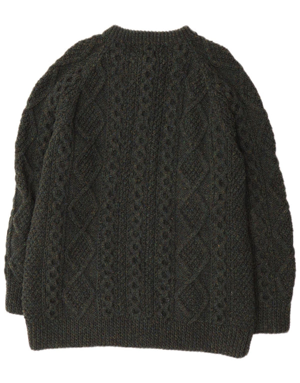 Athena Designs Pulover cardigan tricotat manual irlandez pentru femei UK 18 XL verde