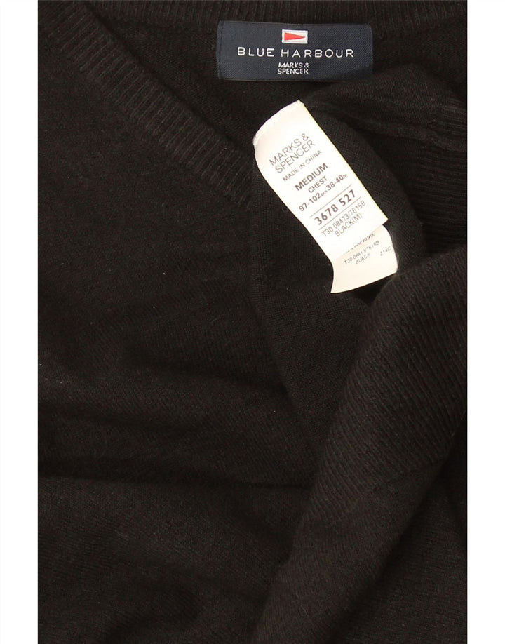 Pulover cu decolteu în V Blue Harbour pentru bărbați Marks & Spencer, mediu negru