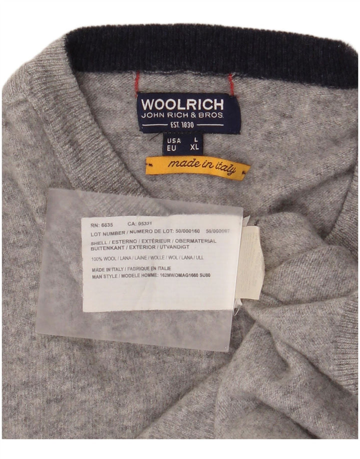 Woolrich Pulover cu gât roșu pentru femei UK 16 Lână mare, gri