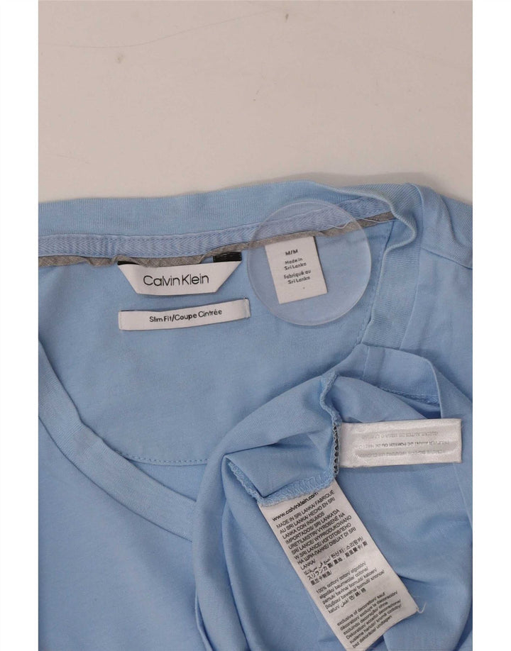 Tricou pentru bărbați Calvin Klein Slim Fit Top, bumbac albastru mediu