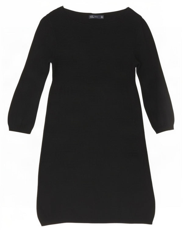 Rochie pulover pentru femei Zara, cu mâneci 3/4 UK 8, bumbac negru mic
