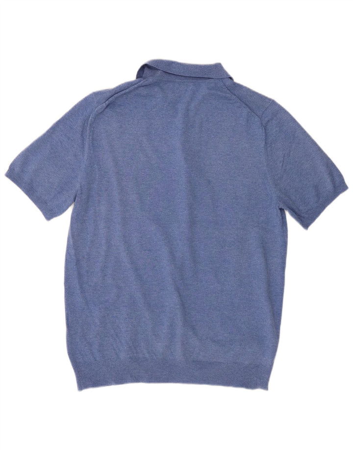 Tricou polo Reiss pentru bărbați, bumbac albastru mediu