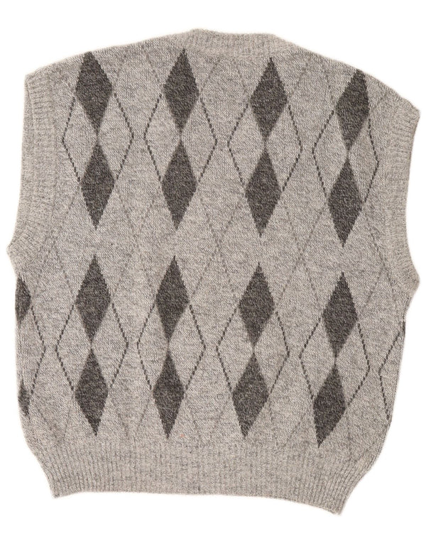 Vintage bărbați Vest Tank Top mare gri Argyle/Diamond