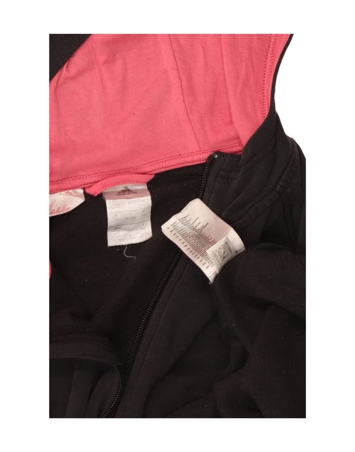 Pulover pentru fete ADIDAS Graphic Zip Hoodie 13-14 ani bumbac negru