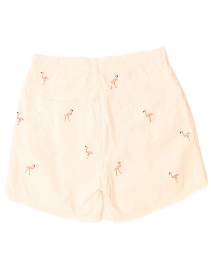 Pantaloni scurți din denim cu model abstract pentru femei Zara EU 40 Medium W28 Off White