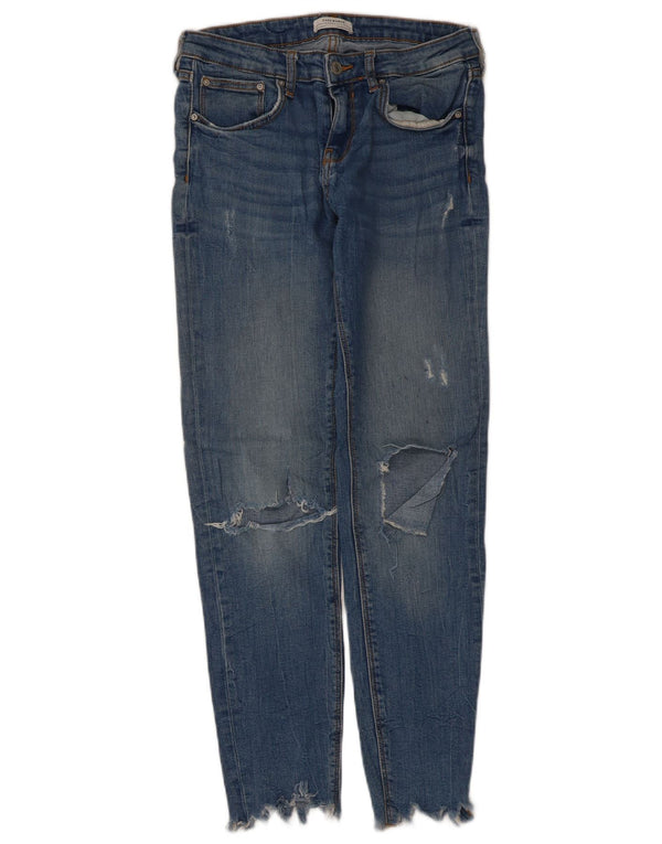 Blugi slim pentru femei Distressed Zara EU 38 Mici L28 L28 Albastru
