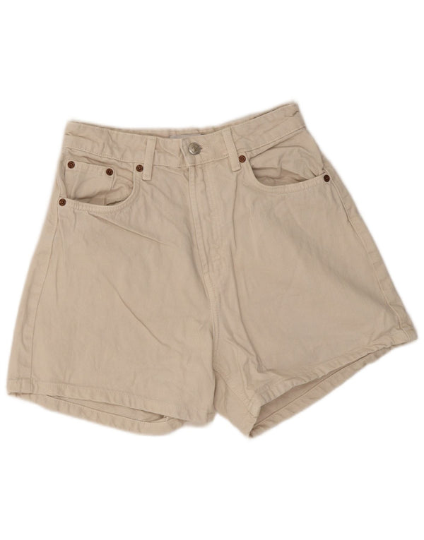 Pantaloni scurți din denim cu talie înaltă Zara EU 36 XS W26 Bej