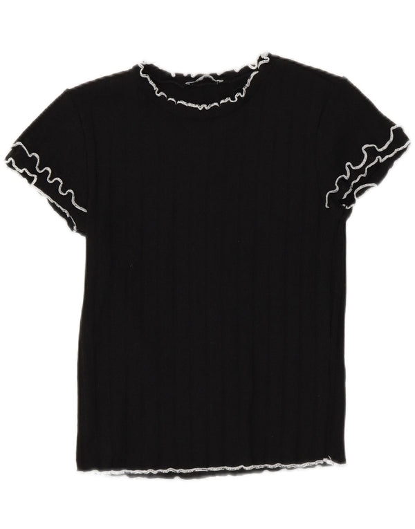 Tricou Crop pentru femei Zara UK 12 Poliester mediu negru