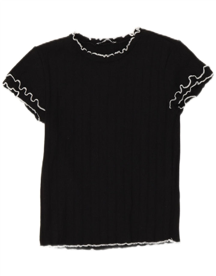 Tricou Crop pentru femei Zara UK 12 Poliester mediu negru