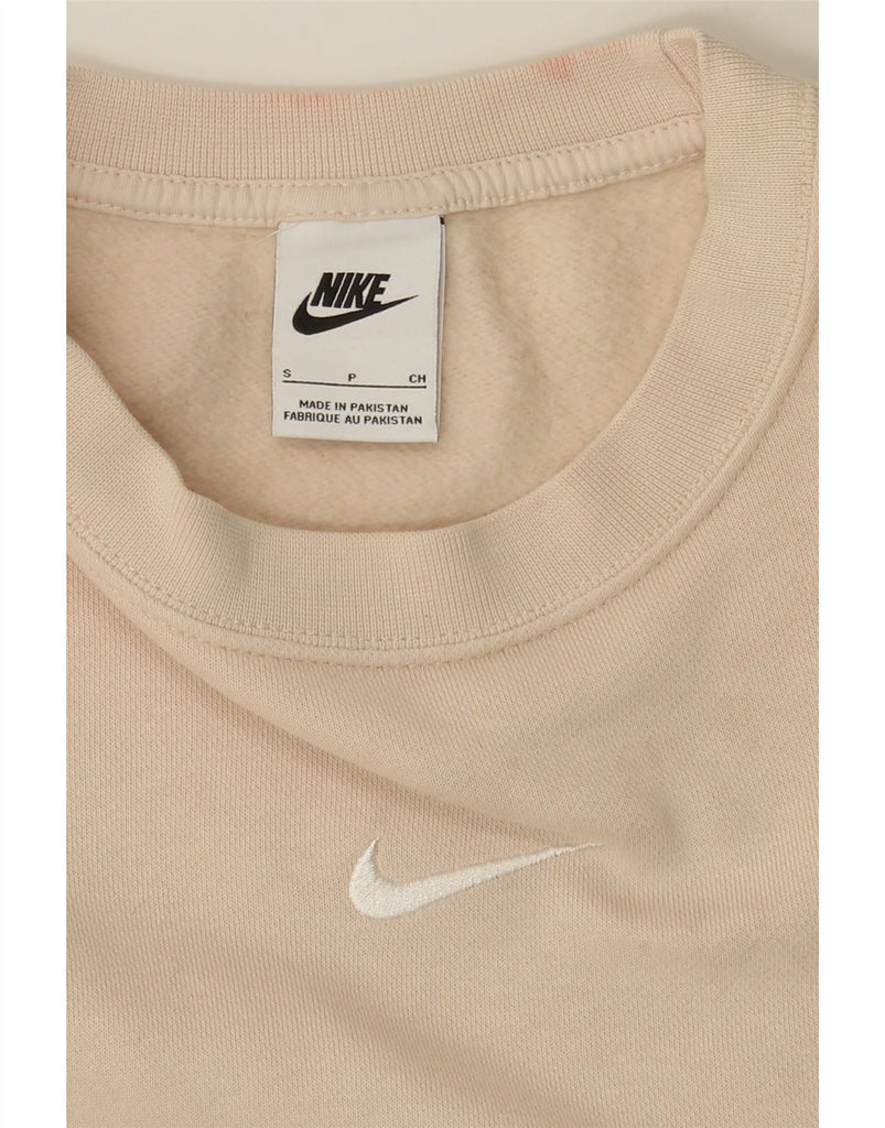 NIKE Womens Oversized Sweatshirt Jumper UK 10 Small Beige Cotton Vintage Nike and Second-Hand Nike from Messina Hembry 
