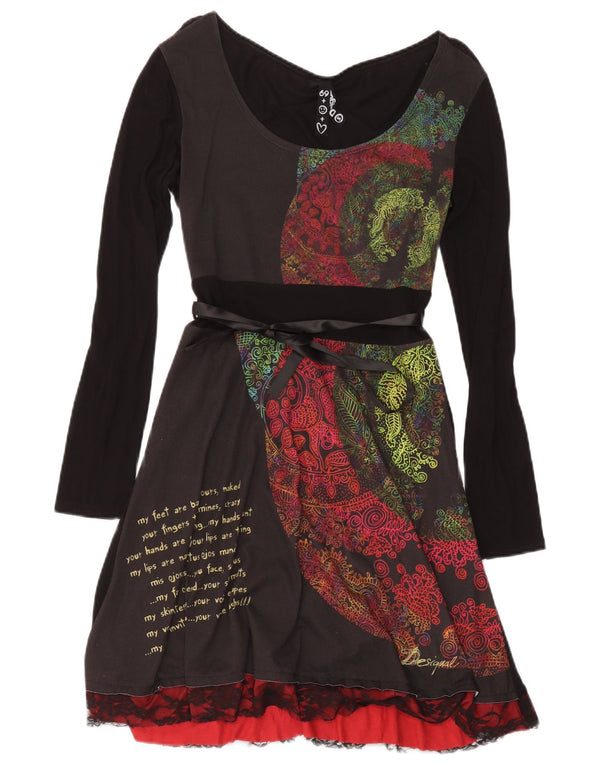 Rochie A-Line cu mânecă lungă pentru femei Desigual UK 8 Small Black Paisley