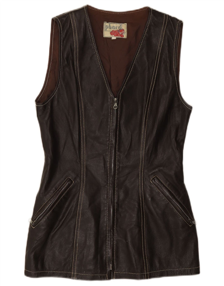 Gilet din piele pentru femei Phard UK 12 din piele maro medie