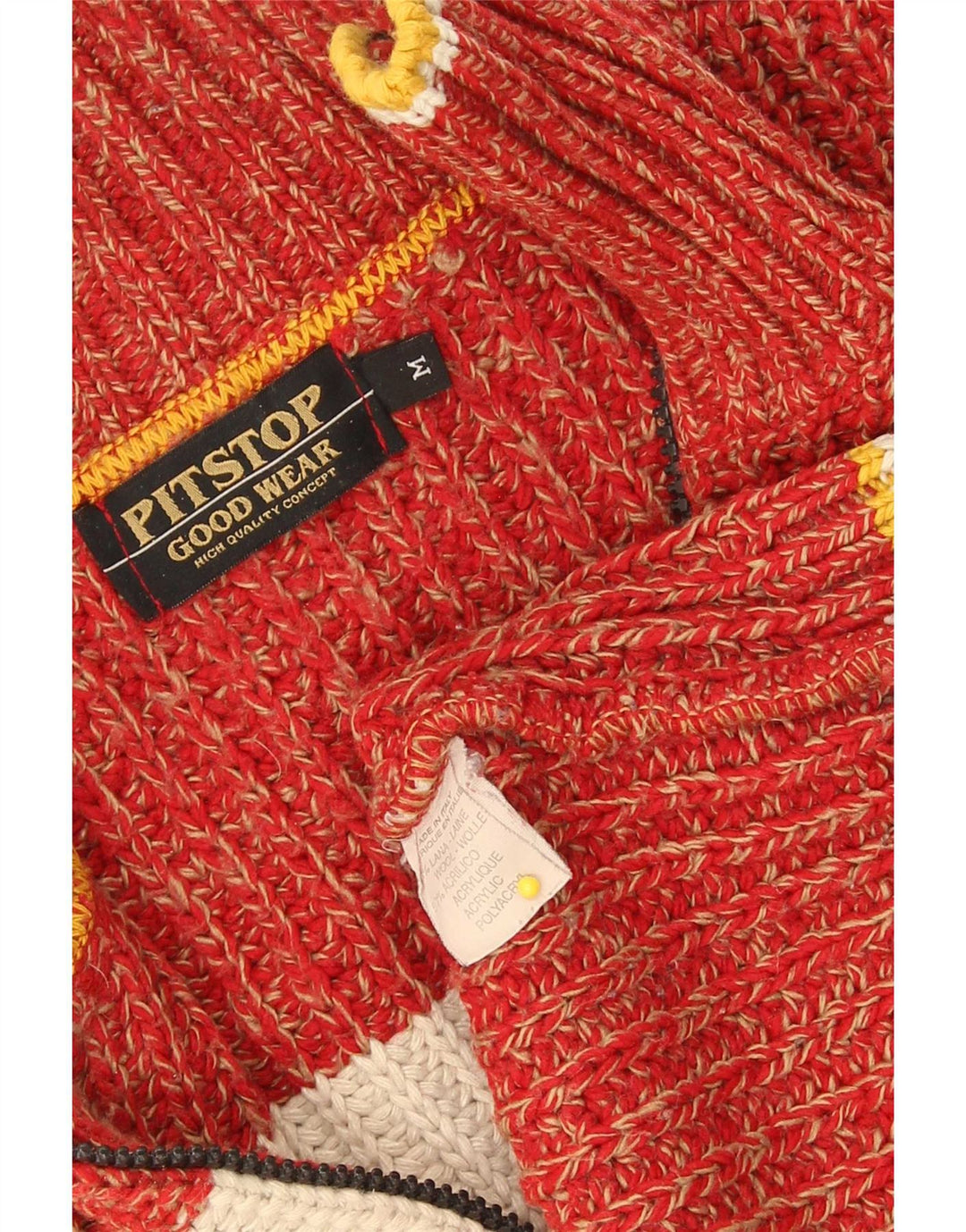 Pulover cardigan pentru bărbați Pit Stop, roșu mediu, lână color bloc