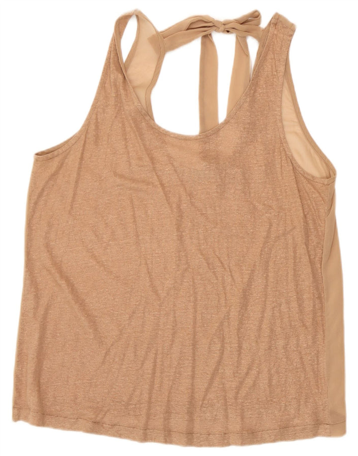 Benetton Femei Vest Top UK 12 Medium Bej In