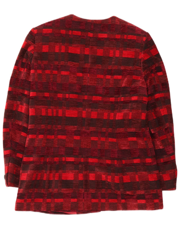 Jachetă blazer pentru femei DEVERNOIS PARIS cu 5 nasturi UK 12 roșu mediu geometric