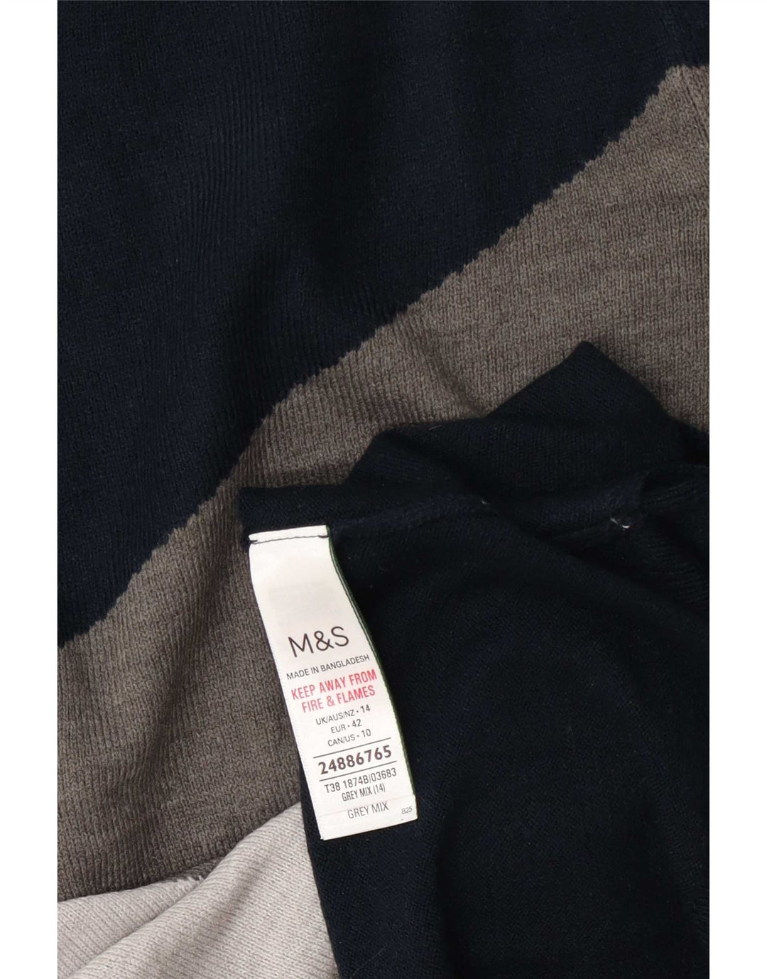 Pulover pentru femei Marks & Spencer cu decolteu triplu UK 14 mare, gri