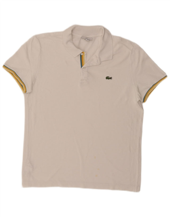 Tricou polo pentru bărbați Lacoste Slim Fit Mărimea 5 Bumbac alb mare