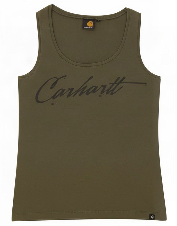 Carhartt Femei Graphic Vest Vest Top UK 10 Small Kaki Bumbac