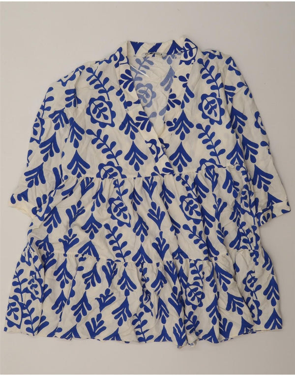 Rochie cu mâneci lungi pentru femei Zara UK 18 XL, viscoză florală albă