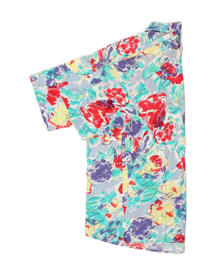 VINTAGE Mens Short Sleeve Shirt Large Blue Floral Vintage Vintage and Second-Hand Vintage from Messina Hembry 
