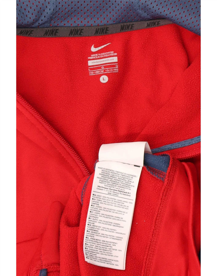 Pulover Nike pentru băieți, cu fermoar, 12-13 ani, mare, roșu, poliester color bloc